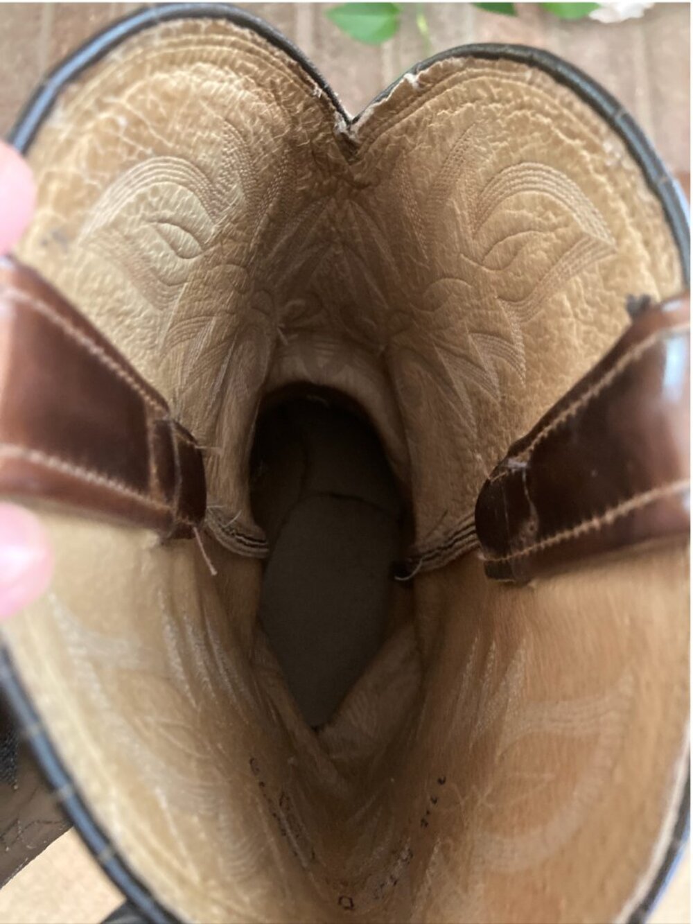 Dan Post Boots / Vintage Antique Tan Napa / Size 12R - Picture 6 of 16